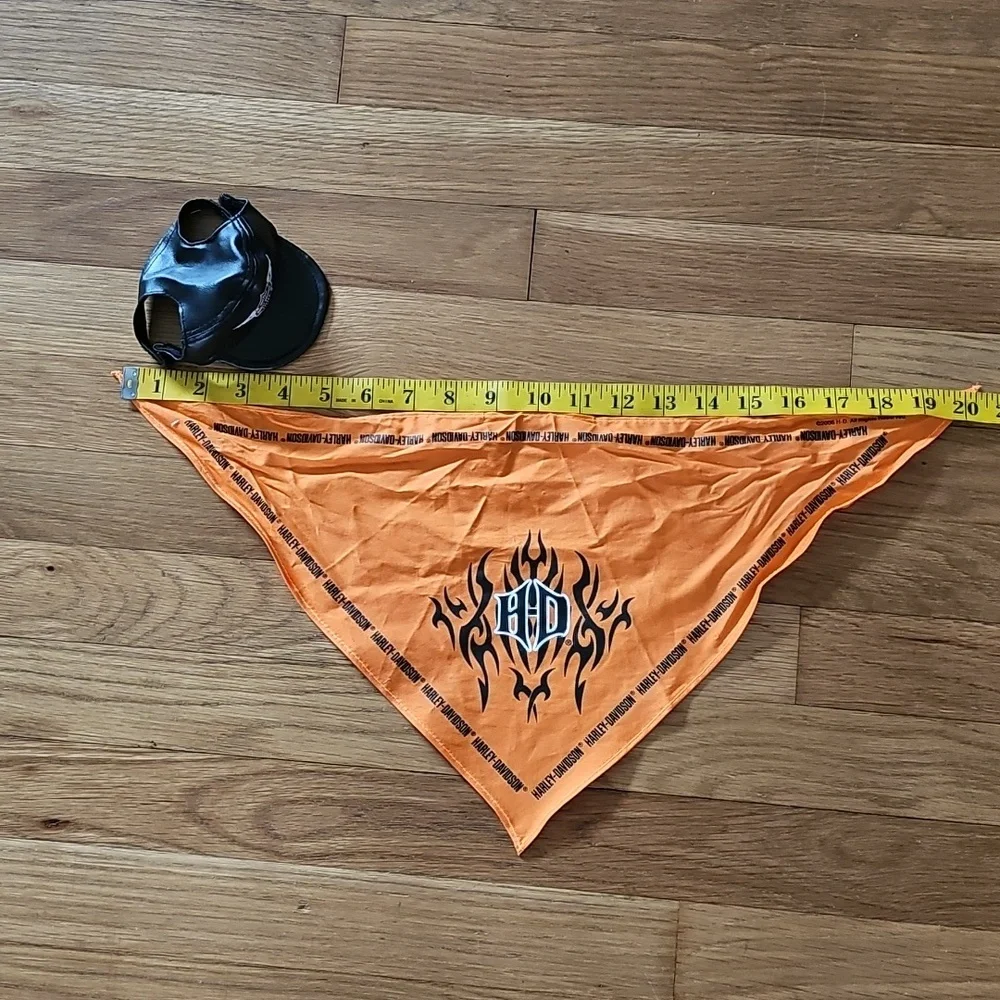 Harley Davidson Pet Size XS Hat & Orange Harley Bandana